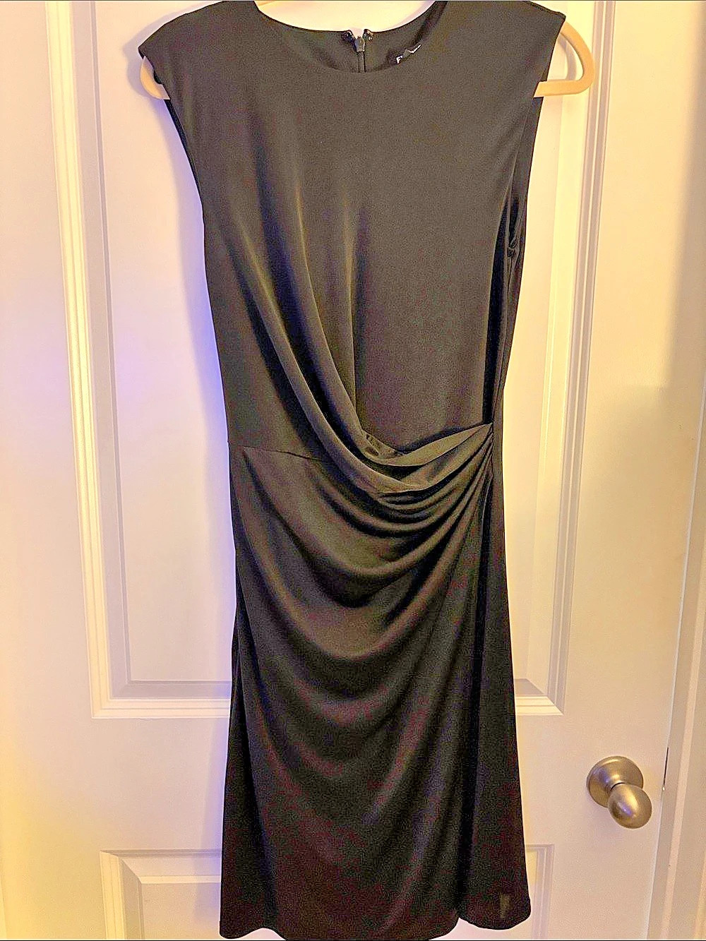 Express Black Draped Midi Dress